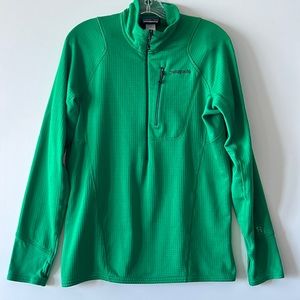 VINTAGE Patagonia Sweater Men med Green R1 Waffle Fleece Zip Pullover